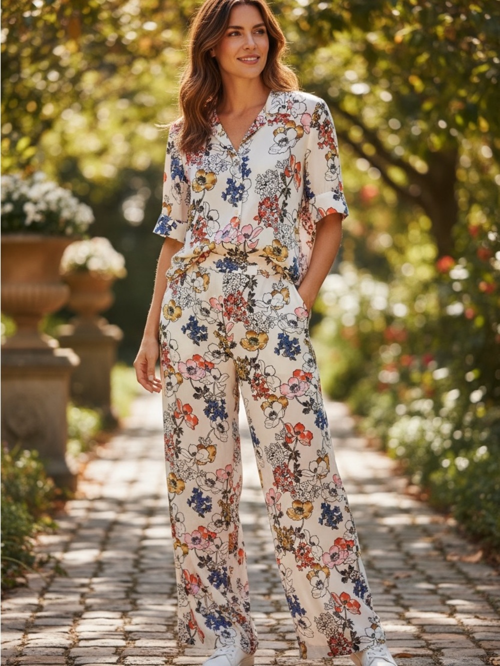 PART TWO silk blend 2 piece set blouse sz 38 and pants size 34
